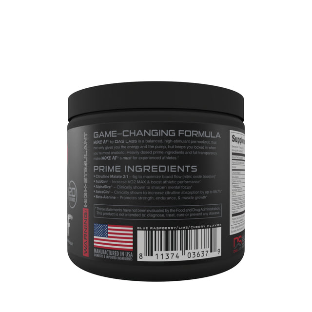 Bucked up Woke Af Pre-Workout Powder, Increase Energy, Rocket Pop, 333Mg Caffeine, 20 Servings