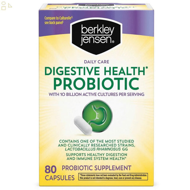 B.J Digestive Health Probiotic, 80 Vegetarian Capsules Lactobacillus GG 10 Billion Cells | Compare to Culturelle Digestive Health Probiotic Active Ingredients