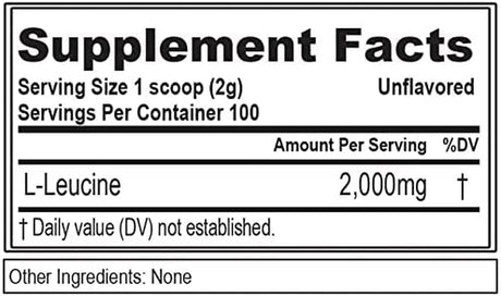 Evlution Nutrition L-Leucine2000, 2000Mg of Pure L-Leucine in Each Serving, Protein Synthesis, Recovery, Vegan, Gluten-Free, Unflavored Powder (100 Servings)