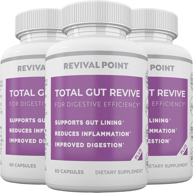 Leaky Gut Repair & Digestive Health Supplement for Women & Men Revival Point 3 Bottles