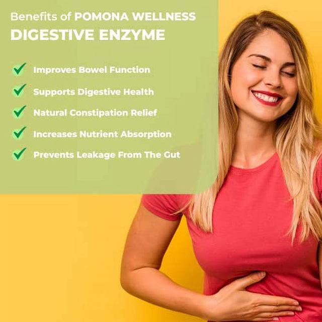 Pomona Wellness Digestive Enzyme Probiotic Supplement, 325Mg, Supports Healthy Digestion Function and Gut Health with Probiotics, Helps with Gas, Bloating, Non-Gmo, 100 Count