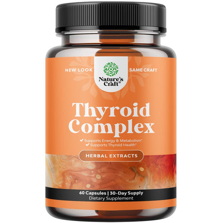 Herbal Thyroid Support Complex- Energizing Natural Thyroid Supplement with Iodine, B12, Selenium, Ashwagandha & More - Nature'S Craft 60Ct Iodine Supplement for Thyroid Health & Adrenal Support