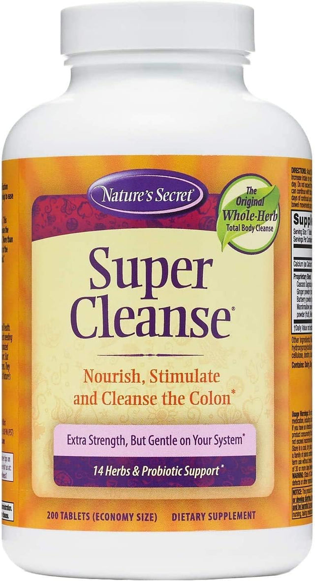 Nature'S Secret Super Cleanse Extra Strength Toxin Detox & Gentle Elimination Total Body Cleanse, Digestive & Colon Health Support, 200 Tablets, with a Pill Case