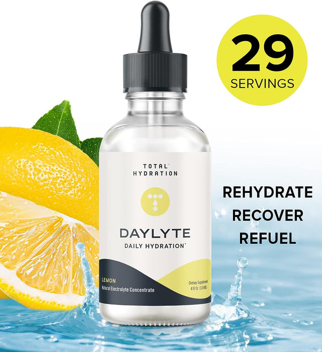 Daylyte Electrolyte Drops Hydration Sugar Free Electrolyte Mineral Drops for Rehydrating & Refueling, Trace Mineral Drops with Magnesium, Calcium, Zinc & More (29 Servings) (Lemon)