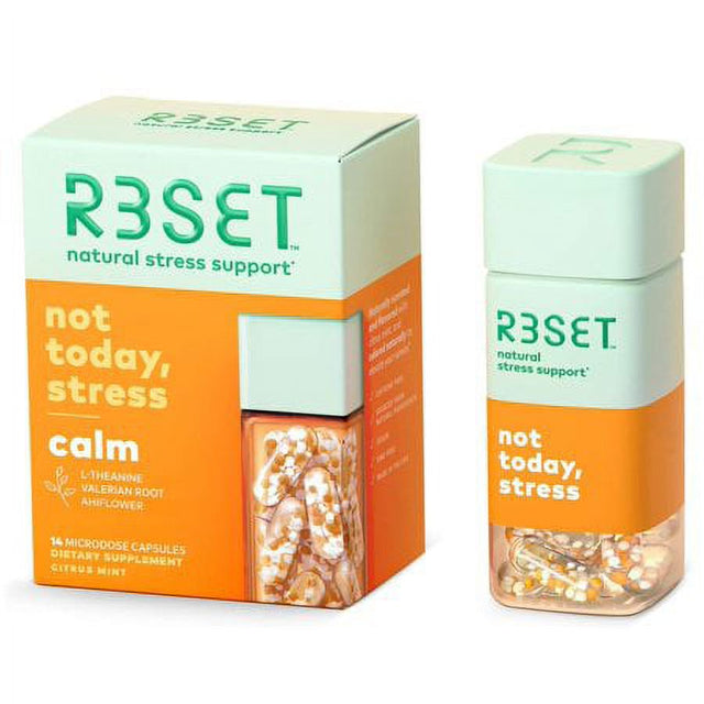 R3SET Calm | Natural Stress Relief & Anxiety Supplement | Herbal Immunity Support | Ashwagandha, L-Theanine, Vitamin D3, Valerian, Ahiflower, GABA, 5-HTP | Caffeine-Free | 14 Vegan Capsules