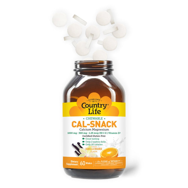 Country Life Cal Snack (Calcium W/Magnesium)-Vanilla/Orange 60 Chewable