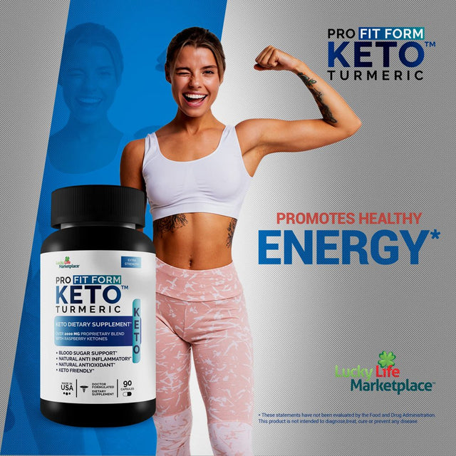 Pro Fit Form Keto Turmeric - Support Reduced Inflammation - Aid Balanced Blood Sugar - Immune Health Support with Vitamin C, D, Zinc & More - Keto Friendly - Keto Pills - 90 Count