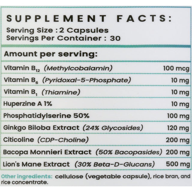 Axon by Nooflux - Premium Brain Support Supplement - Enhance Memory, Brain Function, & Boost Concentration - Nootropics & Adaptogens - Lions Mane - Bacopa Monnieri - Citicoline - Ginkgo Biloba