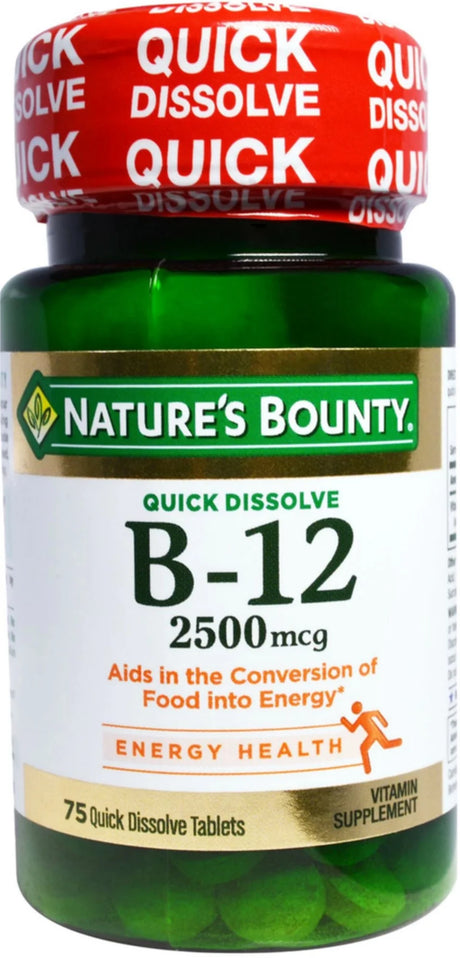 Nature'S Bounty Vitamin Quick Dissolve B-12 2500 Mcg Tablets, 75 Ea