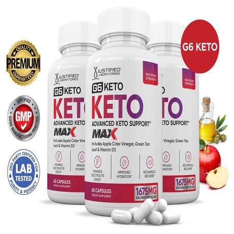 (3 Pack) G6 Keto ACV MAX Pills 1675Mg Alternative to Gummies Dietary Supplement 180 Capsules