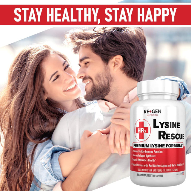 Lysine Rescue, Amino Acid Supplement for Stronger Immune Health & Collagen Synthesis in Women & Men, Promotes Lips & Skin Health, Natural, Pure L-Lysine, 90 Capsules, 45 Day Supply