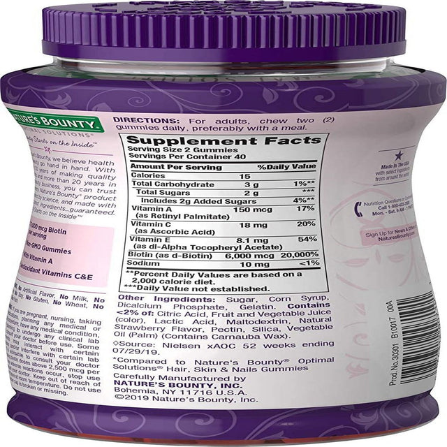 Nature'S Bounty Optimal Solutions Advanced Hair, Skin & Nails Gummies, 6000Mcg - 230 Ct