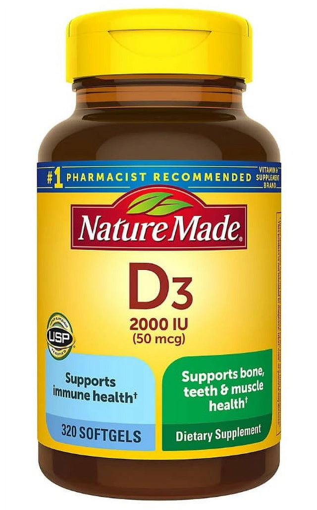 Nature Made Vitamin D3 2000 IU (50 Mcg) Softgels, 320 Ct.