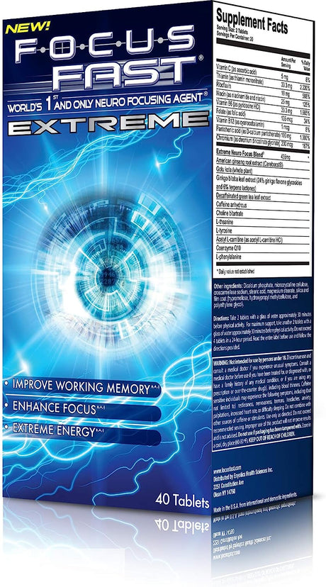 Focus Fast Extreme Nootropic Supplement. Improve Working Memory, Increase Focus and Boost Energy in as Little as 1 Hour! a Brain Pill to Promote Alertness and Cognition