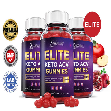 (3 Pack) Elite Keto ACV Gummies 1000MG Dietary Supplement 180 Gummys