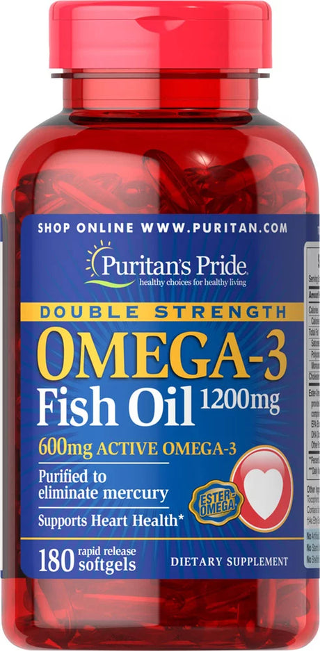 Puritan'S Pride Double Strength Omega-3 Fish Oil 1200 Mg 180 Softgels