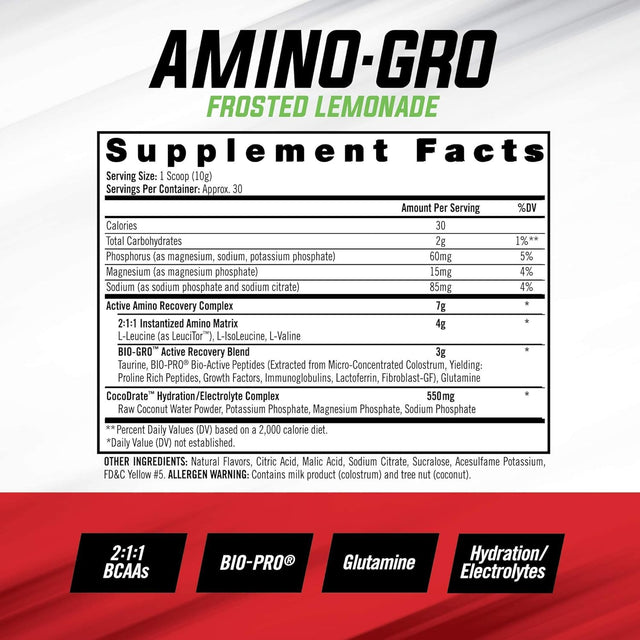 Isatori Bio-Gro Protein Synthesis Amplifier - Unflavored (60 Servings) Amino-Gro BCAA Powder - Frosted Lemonade (30 Servings)