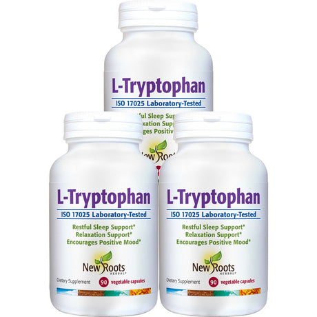 New Roots Herbal, L-Tryptophan 220 Mg (90 Veg Caps) 3 PACK | Essential Amino Acid | Supports Restful Sleep & Relaxation | Non-Gmo