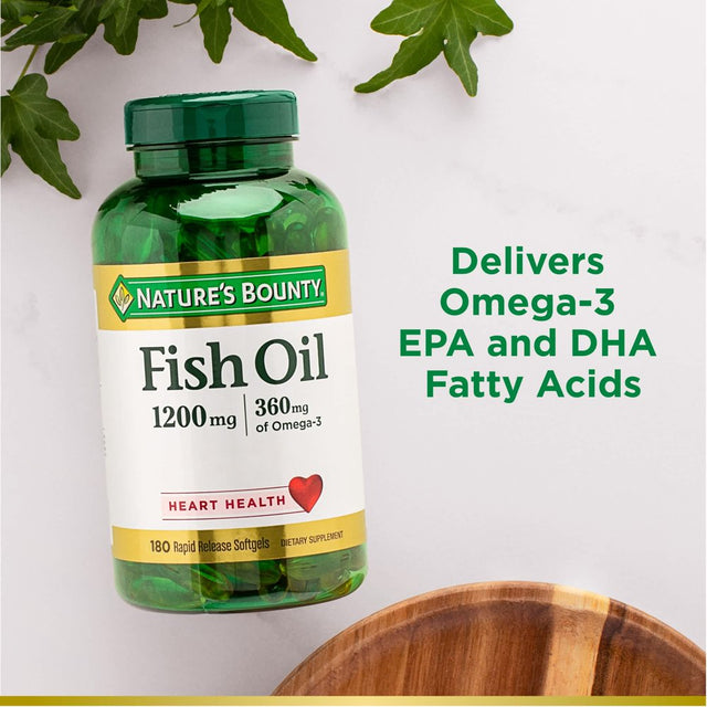 Nature'S Bounty Fish Oil Softgels, 1200Mg, 180 Ct, 2 Pack