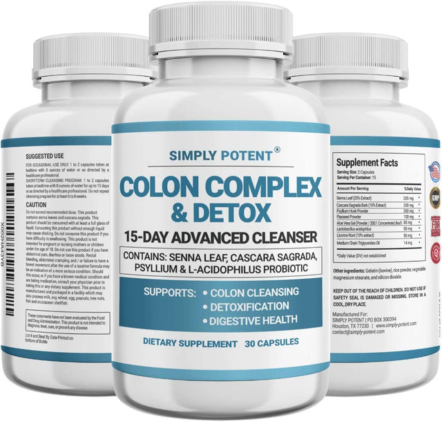 Colon Cleanse, Colon Cleanser & Detox, Colon Health Supplement with Probiotic, Laxatives, MCT Oil & Fibers for Cleansing, Constipation Relief, Digestive Health & Energy, 30 Capsules