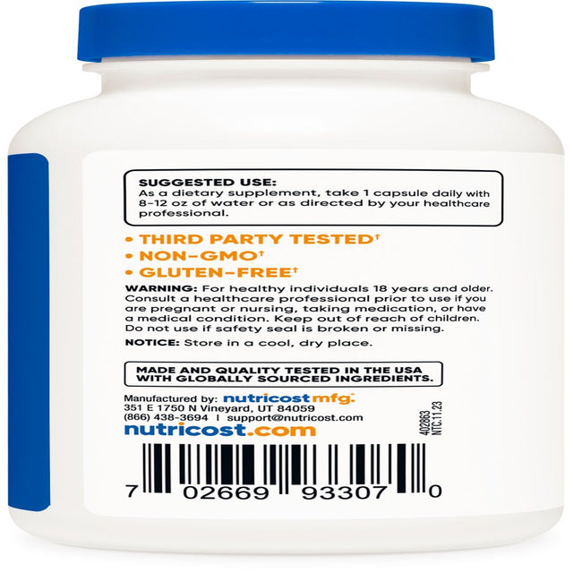 Nutricost L-Tryptophan 500Mg, 120 Capsules, 120 Servings - Health Supplement