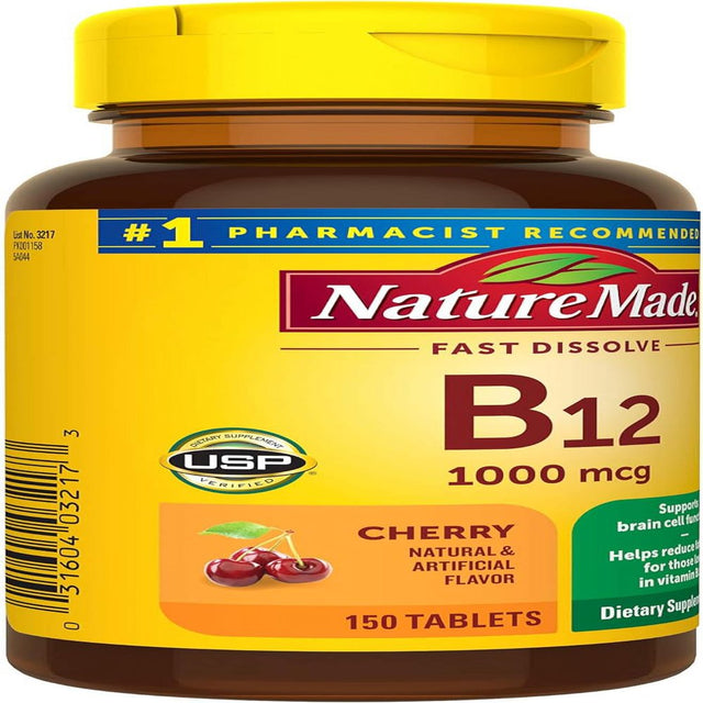 Nature Made Sublingual Vitamin B12 1000 Mcg, Dietary Supplement for Energy Metabolism Support, 150 Micro-Lozenges, 150 Day Supply 150 Count (Pack of 1)