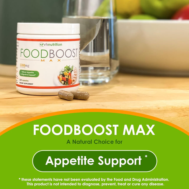 VH Nutrition | Foodboost MAX | 1300Mg Appetite Stimulant* Weight Gain Pills* for Men and Women | Formulated with Gentian, Turmuric, Fennel | 120 Capsules