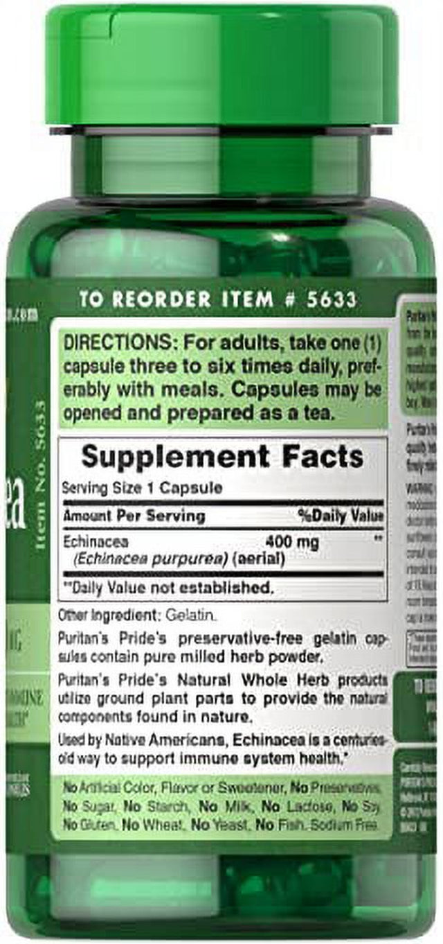 Puritans Pride Echinacea 400 Mg, Twin Pack 400 Total Count