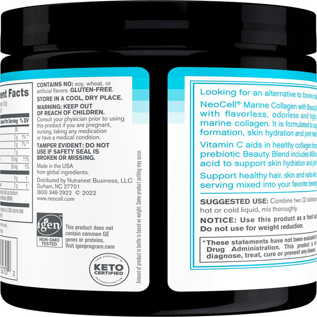 Neocell Marine Collagen Dietary Supplement Powder, Unflavored, 10 G, 7 Oz