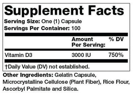 Olympian Labs - Vitamin D3 3000 IU - 100 Capsules