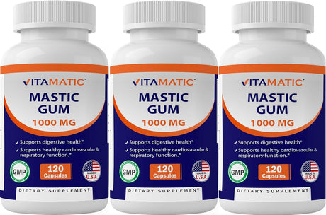 Vitamatic 3 Pack Mastic Gum 1000Mg per Serving - Support Digestive Function, Gastrointestinal Health, Immune and Oral Wellness, Total 360 Capsules