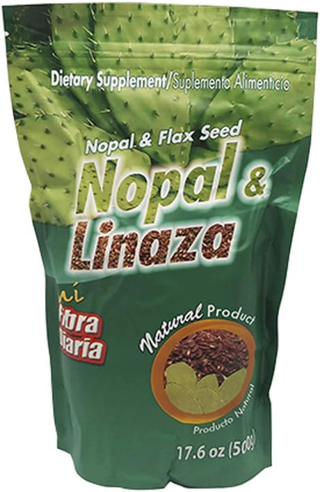 Mi Fibra Diaria Nopal & Linaza. Nopal Cactus and Flax Seed Fiber Dietary Supplement. 17.6 Oz