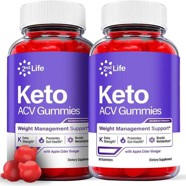 (2 Pack) 2Nd Life Keto ACV Gummies - Supplement for Weight Loss - Energy & Focus Boosting Dietary Supplements for Weight Management & Metabolism - Fat Burn - 120 Gummies