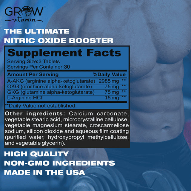 Nitric Oxide Booster Supplements - L Arginine 3150 Mg Extra Strength Nitric Oxide Support for Muscle Growth, Muscle Builder, Energy, Endurance and Heart Health, Pre Workout, Quick Recover (90 Tablets)