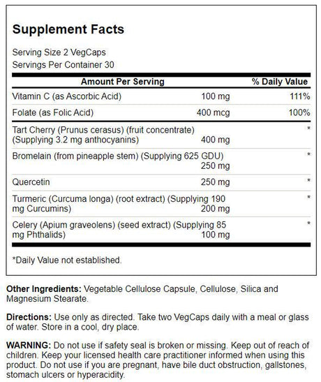 Solaray Total Cleanse Uric Acid | Tart Cherry, Bromelain, Quercetin and More | Joint Comfort Support | Vegan | 60 Caps