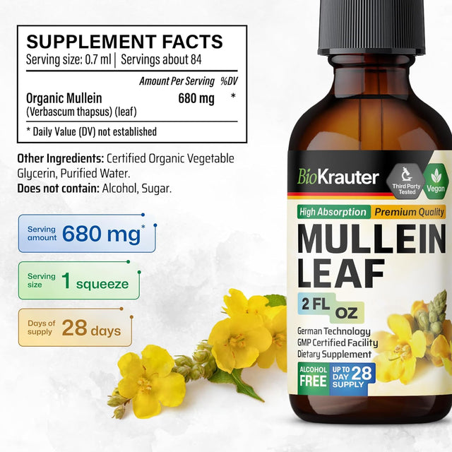 MAUWE HERBS Mullein Drops for Lungs - Mullein Leaf Tincture - Lung Cleanse - Mullein Leaf Liquid Extract - Lung Detox - Respiratory Health Drops - 2 Fl Oz.