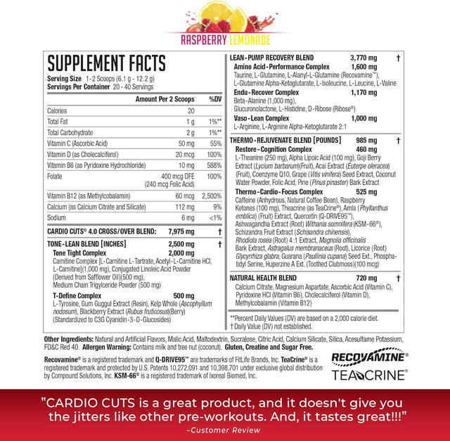 Cardio Cuts 4.0 - Raspberry Lemonade - 8.6 Oz.