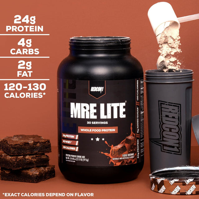 REDCON1 MRE Lite Whole Food Protein Powder, Oatmeal Chocolate Chip - Low Carb & Whey Free Meal Replacement with Animal Protein Blends - Easy to Digest Supplement Made with MCT Oils (30 Servings)