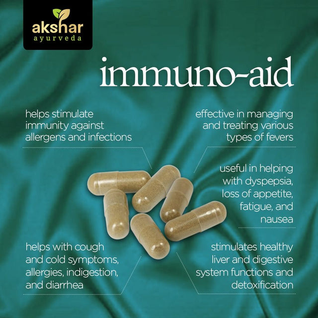 AKSHAR AYURVEDA Immune Support Supplement Immuno Aid Capsules W/ 54 Essential Herbs, 60 Capsules