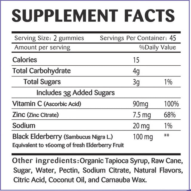 Greenfield Nutritions - Halal Immune System Support for Adult Contains Elderberry with Vitamin C and Zinc, 90 Count