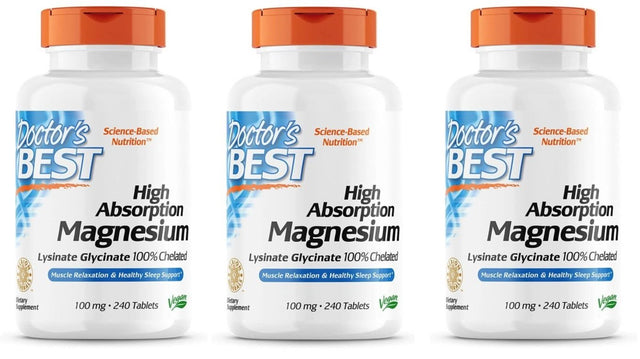 Doctor'S Best - High Absorption 100% Chelated Magnesium, 240 Tablets - 3 Packs