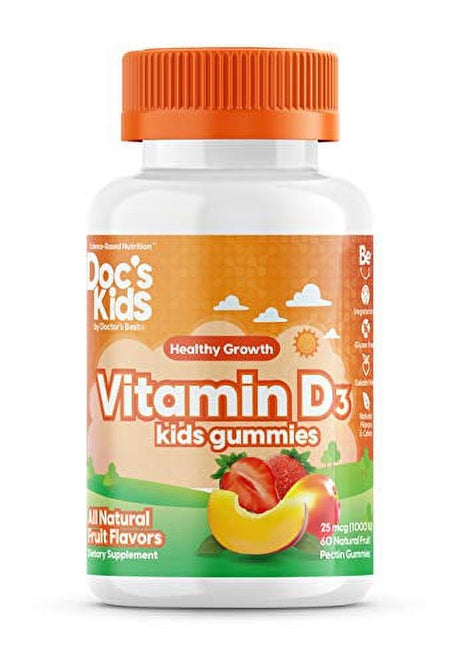 Doctor'S Best Doc'S Kids Children'S Vitamin D3 Gummies 1000Iu, Supports Healthy Heart, Bones & Teeth, Immune Health, Calcium Absorption, 60 Count