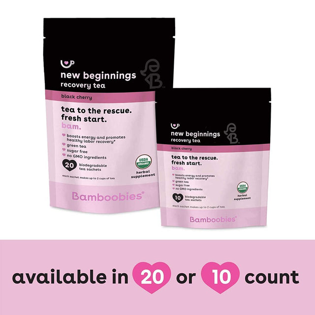 Bamboobies Women'S Postpartum Tea, Black Cherry, Helps Balance Hormones and Mood, Organic, Non GMO, Caffeine Free, and Sugar Free, 20 Tea Bags