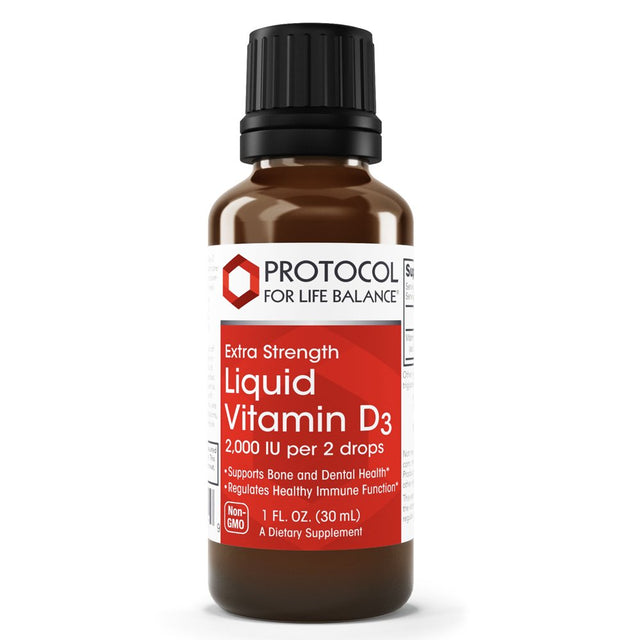 Protocol Liquid Vitamin D3 - 2,000 IU - Immune Support, Strong Bones and Teeth Health - 1 Fl Oz