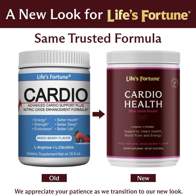 Life'S Fortune Cardio Health-Blood Pressure Supplements, Natural Fruit Punch Flavor, Nitric Oxide Booster, L-Arginine, L-Citrulline, Complete Cardiovascular Support, Vegan, Non-Gmo