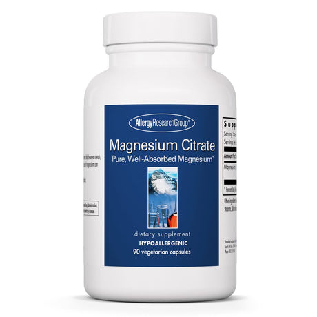 Allergy Research Group - Magnesium Citrate - Well-Absorbed, Bone and Stress Support - 90 Vegetarian Capsules