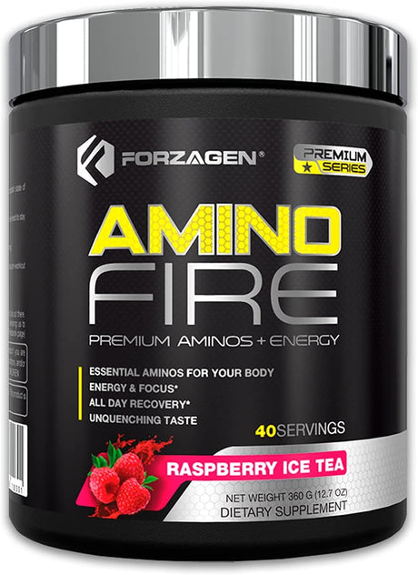 Forzagen Amino Fire 40 Servings, Energy Blend with BCAAS (Raspberry Iced Tea)