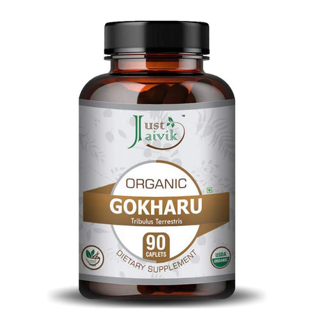 Just Jaivik Organic Gokharu/Tribulus Terrestris/Gokshura/Tablets as Dietary Supplements - 750Mg (90 Tablets) - Vitality Support/Immune Booster/Promote