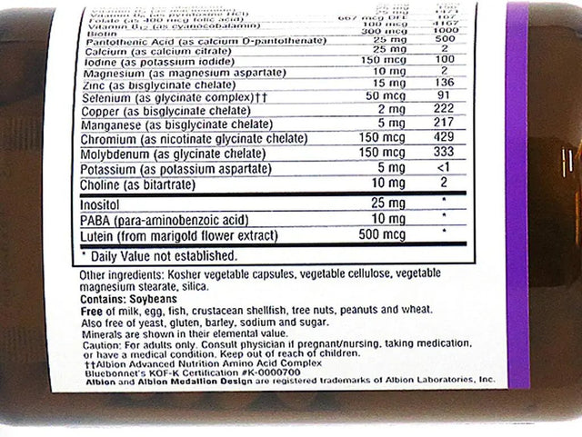 Bluebonnet Nutrition Multi One Iron Free Vegetable Capsules, Complete Full Spectrum Multiple, B Vitamins, General Health, Gluten & Milk Free, Kosher, 3 Month Supply, White, 90 Count