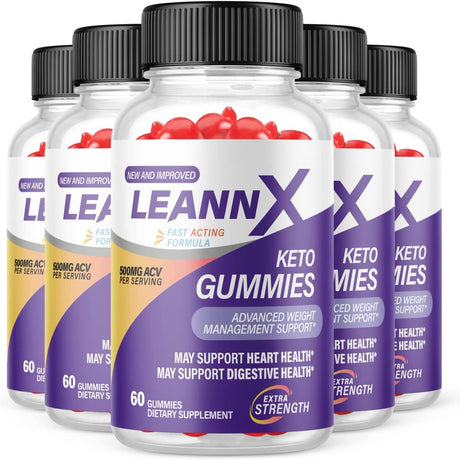 (5 Pack) Leann X Keto ACV Gummies - Supplement for Weight Loss - Energy & Focus Boosting Dietary Supplements for Weight Management & Metabolism - Fat Burn - 300 Gummies